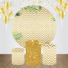 Blatt Gold Wellig Muster Runden Geburtstag Hintergrund Bausatz
