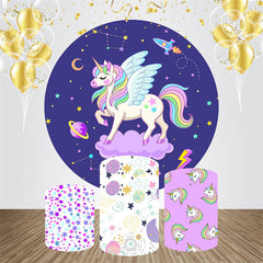 Niedlich Galaxis Flügel Einhorn Runden Geburtstag Hintergrund Bausatz