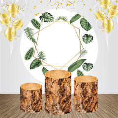 Golden Linien Blätter Holz Runden Geburtstag Hintergrund Bausatz