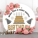 Golden Kuchen Schwarz Hut Sterne Runden Geburtstag Hintergrund