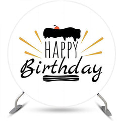 Kuchen Kirsche Weiß Einfach Runden Geburtstag Hintergrund
