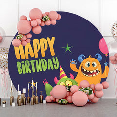 Grün Orange Monster Stern Runden Geburtstag Hintergrund