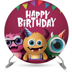 Beere Rot Niedlich Monster Runden Glücklich Geburtstag Hintergrund