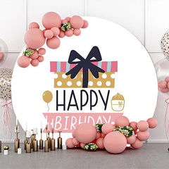 Rosa Geschenk Schwarz Schleife Runden Geburtstag Hintergrund