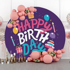 Dunkel Lila Ballon Kuchen Runden Geburtstag Hintergrund
