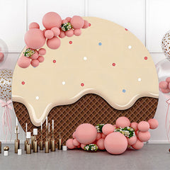 Khaki Creme Braun Plaid Punkte Runden Geburtstag Hintergrund