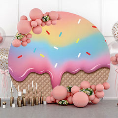 Gradient Eis Creme Plaid Runden Hintergrund Für Geburtstag