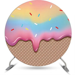 Gradient Eis Creme Plaid Runden Hintergrund Für Geburtstag