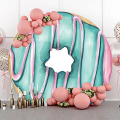 Malen Blau Rosa Creme Krapfen Runden Geburtstag Hintergrund