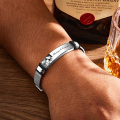 Personalisiert Name Foto Geschenk Armband für Ihn, Papa Freund Ehemann
