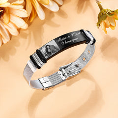 Personalisiert Name Foto Geschenk Armband für Ihn, Papa Freund Ehemann