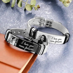 Personalisiert Name Foto Geschenk Armband für Ihn, Papa Freund Ehemann