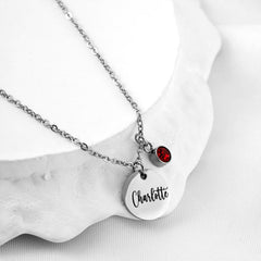 Personalisierte Geburtsstein-Namenskette, Geburtstagsgeschenk für Sie