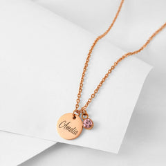 Personalisierte Geburtsstein-Namenskette, Geburtstagsgeschenk für Sie