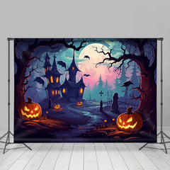 Verfolgt Haus Kürbis Laterne Halloween Hintergrund
