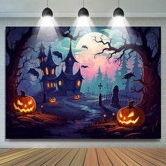 Verfolgt Haus Kürbis Laterne Halloween Hintergrund