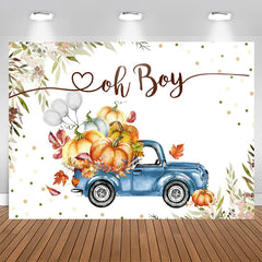 Blau LKW Ballon Kürbis Junge Babydusche Hintergrund