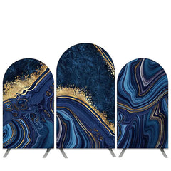 Abstrahiert Textur Marine Blau Gold Geburtstag Bogen Hintergrund Bausatz