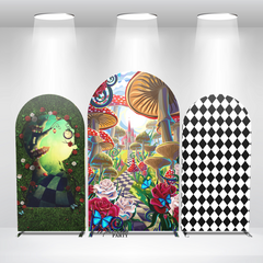 Alice In Wonderland Birthday Party Bogenhintergrund Abdeckung Wunderland Hutmacher Katze Deko