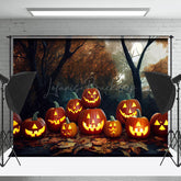 Herbst Wald Kürbis Stapel Fotografie Hintergrund