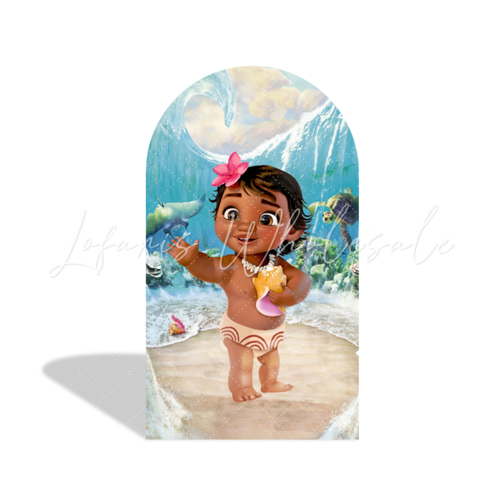 Baby Moana Birthday Baby Shower Party Chiara Bogenhintergrund Abdeckung Südsee Strand Deko