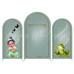 Baby Tiana Princess Birthday Baby Shower Party Bogenhintergrund Abdeckung Froschkönig Grün Deko