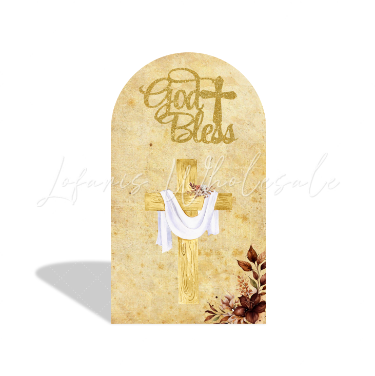 Baptism God Bless Baby Shower Baptism Party Bogenhintergrund Abdeckung Taufe Kirche Kreuz Deko
