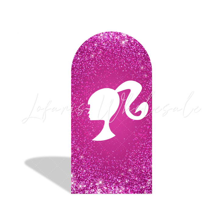 Barbie Head Silhouette Profil Happy Birthday Bogenwand Abdeckung Rosa Mode Puppe Deko