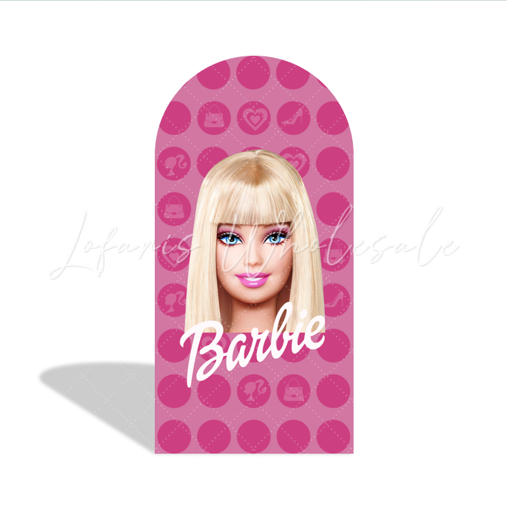 Barbie Theme Happy Birthday Party Background Bogenwand Abdeckung Rosa Silhouette Puppe Deko