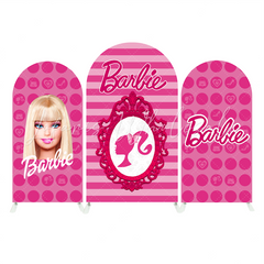 Barbie Theme Happy Birthday Party Background Bogenwand Abdeckung Rosa Silhouette Puppe Deko