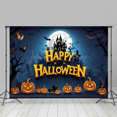 Schläger Wald Hügel Villa Mond Nacht Glücklich Halloween Hintergrund