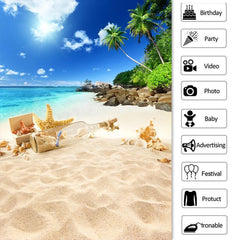 Strand Mit Sonnig Meer Und Kokosnuss Baum Sommer Hintergrund