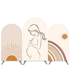 Beige Sonnenschein Und Mama Baby Dusche Bogen Hintergrund Bausatz
