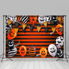 Schwarz Und Orange Gestreift Halloween Ballon Hintergrund