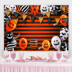 Schwarz Und Orange Gestreift Halloween Ballon Hintergrund