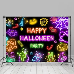 Schwarz Bunt Neon Glücklich Halloween Party Hintergrund