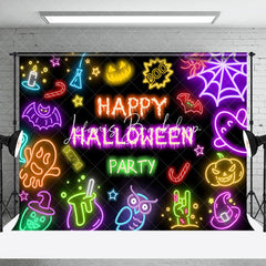 Schwarz Bunt Neon Glücklich Halloween Party Hintergrund