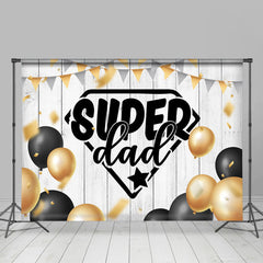 Schwarz Gold Luftballons Und Holz Super Papa Väter Hintergrund