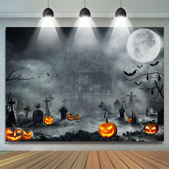 Schwarz Grau Alt Schloss Mond Nacht Halloween Hintergrund
