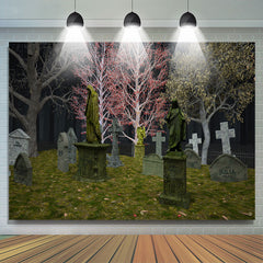 Schwarz Schrecklich Nacht Friedhof Thema Halloween Urlaub Hintergrund