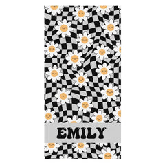 Schwarz Plaid Gänseblümchen Blumen Brauch Name Strand Handtuch