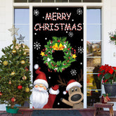 Schwarz Kranz Weihnachtsmann Ren Weihnachten Tür Abdeckung