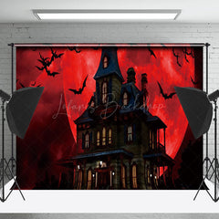 Blutig Mond Nacht Fledermäuse Haus Halloween Hintergrund