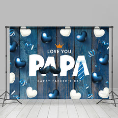 Blau Und Weiß Luftballons Holz Glücklich Väter Tag Hintergrund
