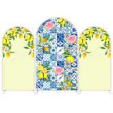 Blau And White Porcelain Lemon Morocco Mediterranean Bogenwand Abdeckung Zitrone Sommer Deko