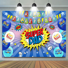 Blau Luftballons Super Papa Glücklich Väter Tag Hintergrund