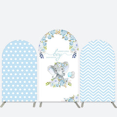 Blau Elefant Blumen Junge Baby Dusche Bogen Hintergrund Bausatz