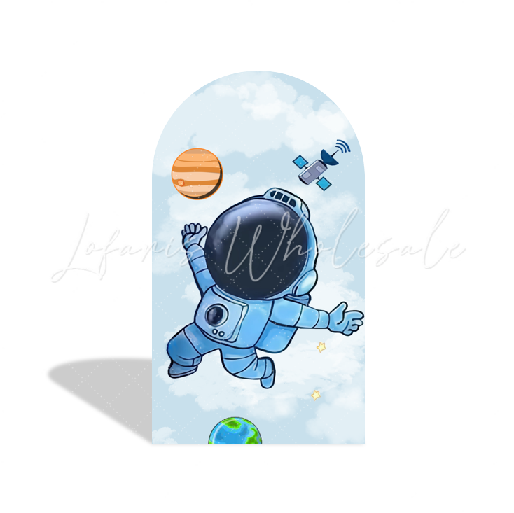 Blau Galaxy Space Astronaut Cartoon Bogenwand Abdeckung Weltraum Rakete Jungen Geburtstag Deko