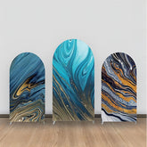 Blau Gold Schwarz Marmor Abstrakt Bogen Hintergrund Bausatz