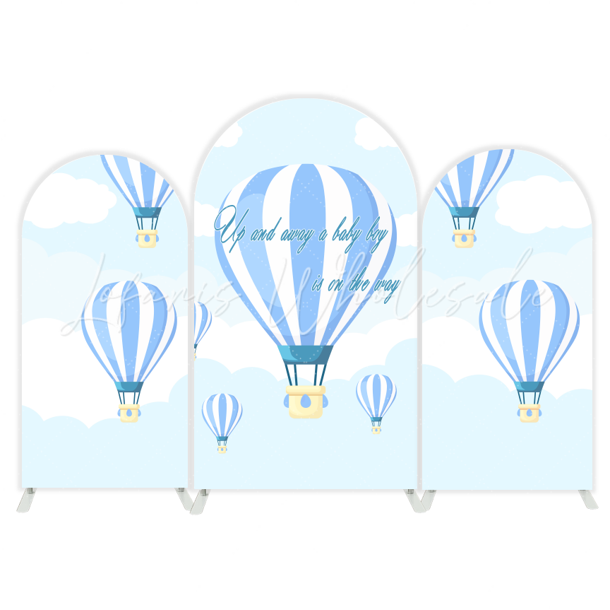 Blau Hot Air Balloon Arch Backdrop Wall Cloth Cover Bogenwand Abdeckung Ballon Wolken Jungen